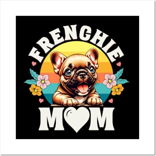 Colorful Frenchie Mom Retro Sunset Dog Lover Mother's Day Posters and Art